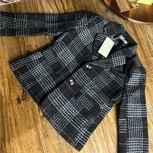 NEW GIRLS Trish Scully Elegant Black Plaid girls blazer
